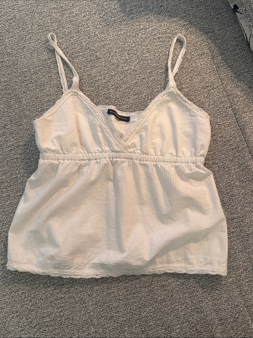 Brandy Melville White Lace-Trim Camisole Tank